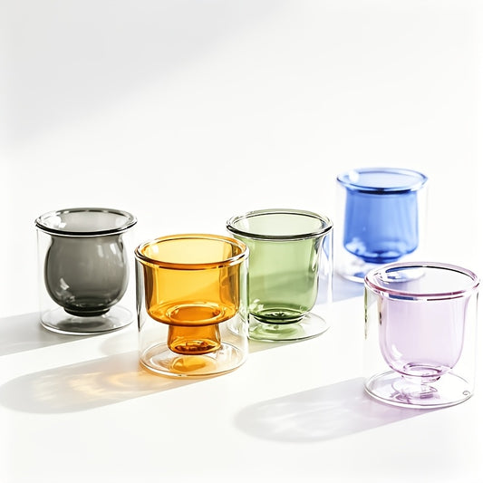 4pcs High-Temperature Resistant And Anti-Scald Double-Layer Borosilicate Glass Cup Set