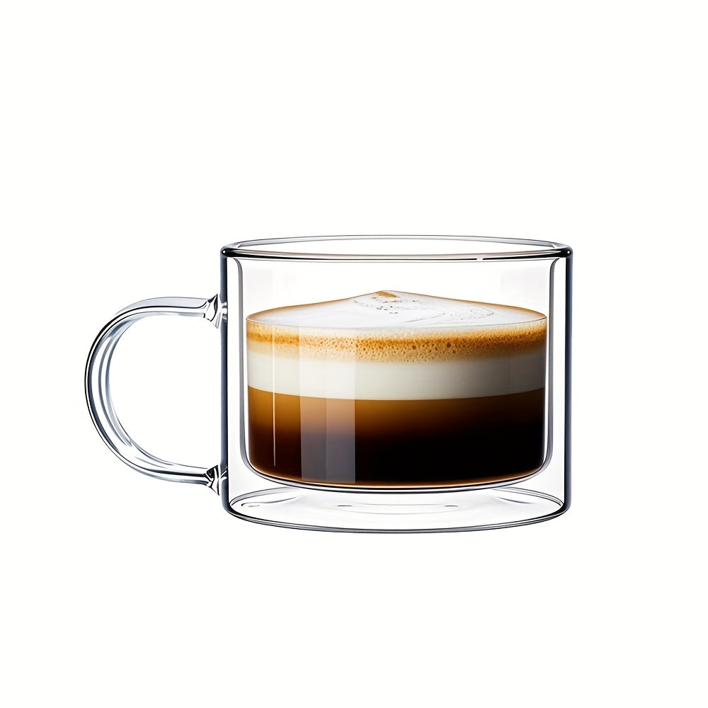 1/2/4pcs 400ml Double-layered Glass Cup With Handle