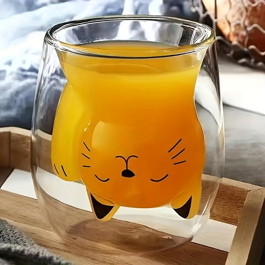 Adorable Cat Glass Coffee Mug 2