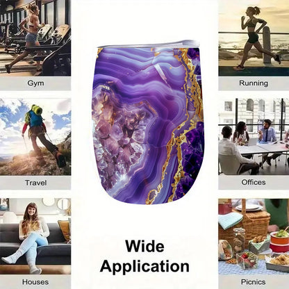 Christmas Gift: 1-Pack 12oz Double-Wall Vacuum Insulated Amethyst Quartz Tumbler 2