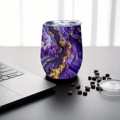 Christmas Gift: 1-Pack 12oz Double-Wall Vacuum Insulated Amethyst Quartz Tumbler 5