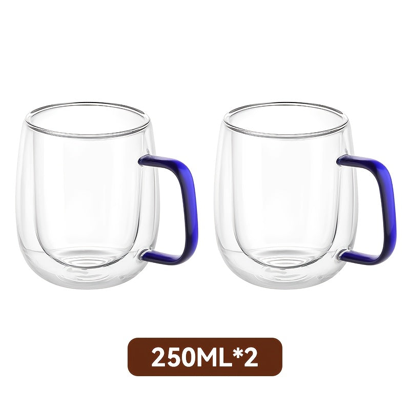 LDQ 2/4pcs High Borosilicate Double-Layer Glass Mugs