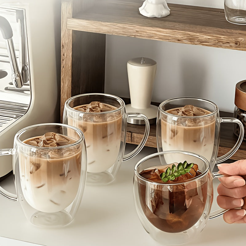 4pcs Double-Wall Glass Coffee Cups With Handles 3