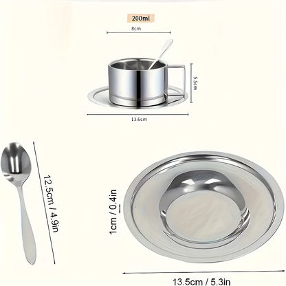 A Set Of 304 Stainless Steel Double-Layer Insulated Coffee Cup Set