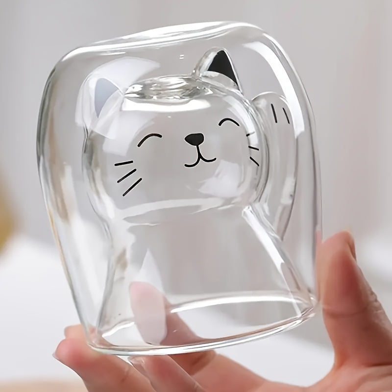 Adorable Cat Glass Coffee Mug 3