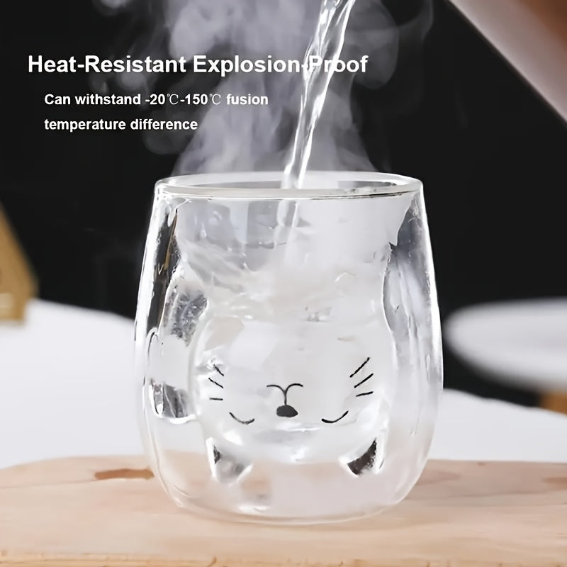 Adorable Cat Glass Coffee Mug 4