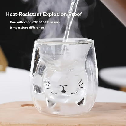 Adorable Cat Glass Coffee Mug 4