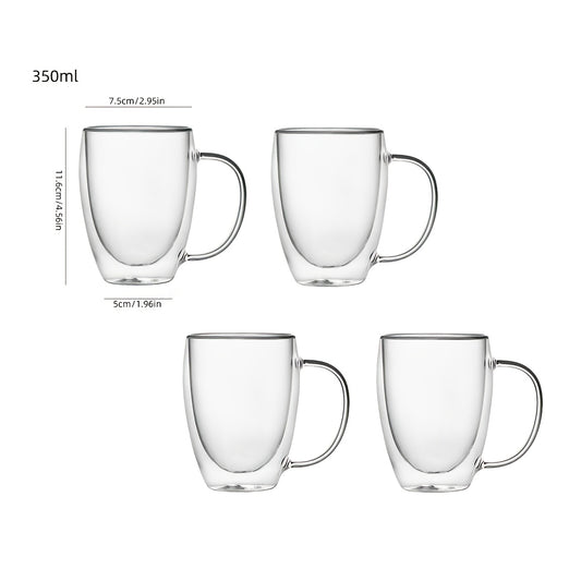 4pcs Double-Wall Glass Coffee Cups With Handles 2
