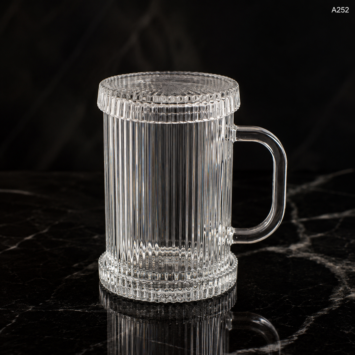 A252 elegant coffee cup with glass lid dark marble hero