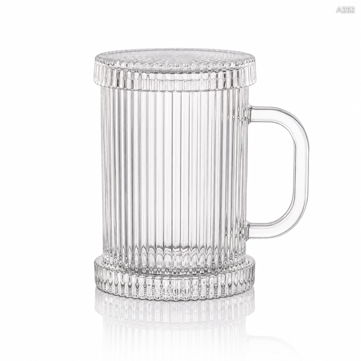 A252 elegant coffee cup with glass lid white background