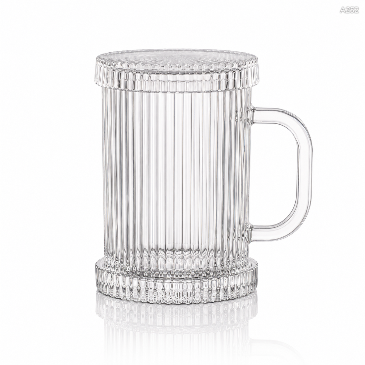 A252 elegant coffee cup with glass lid white background