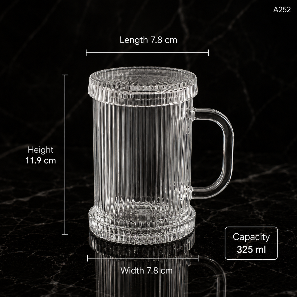 A252 elegant coffee cup dimensions 7.8 cm 7.8 cm 11.9 cm