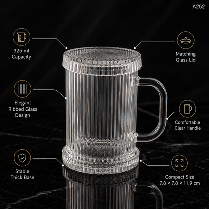 A252 elegant coffee cup with glass lid features