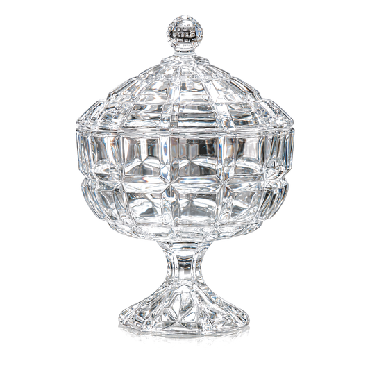 Crystal footed candy jar with lid