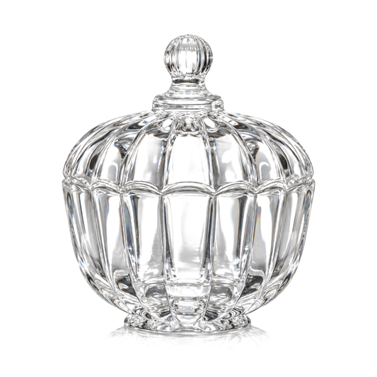 Crystal fluted candy bowl with lid