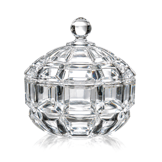 Crystal faceted candy jar with lid