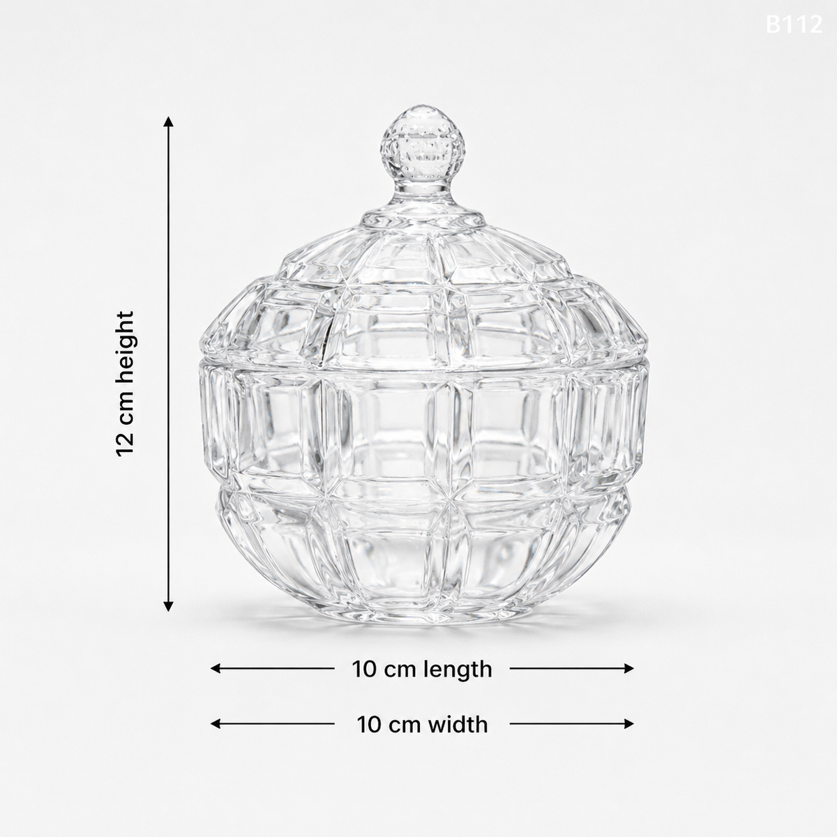B112 dimensions 10 x 10 x 12 cm infographic