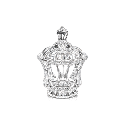 B-115 cut crystal candy bowl with lid on white