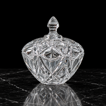 B-115 crystal candy bowl on black marble