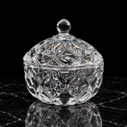 B-118 crystal candy bowl on black marble