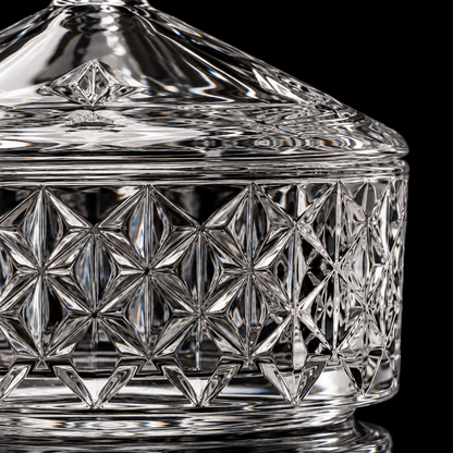 Crystal round candy box with lid detail