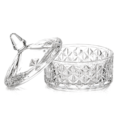 Crystal round candy box with lid set