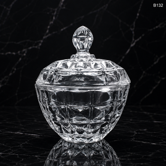 B132 crystal candy bowl with lid dark marble hero