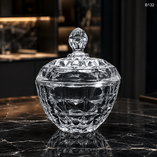 B132 crystal candy bowl with lid lifestyle