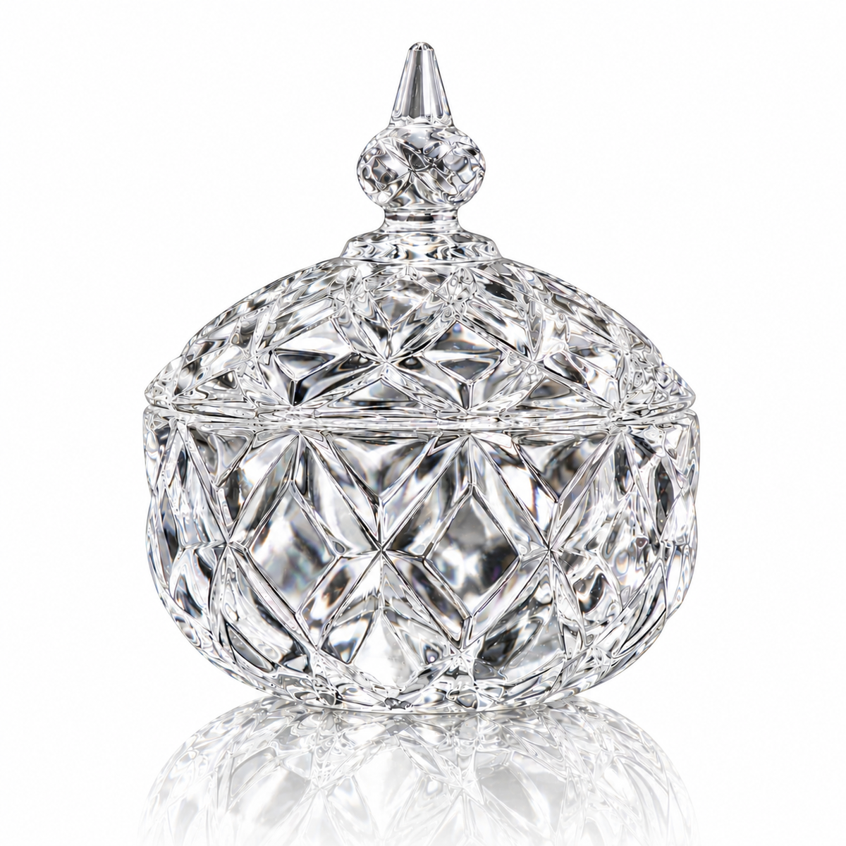 Crystal star-cut candy jar with lid