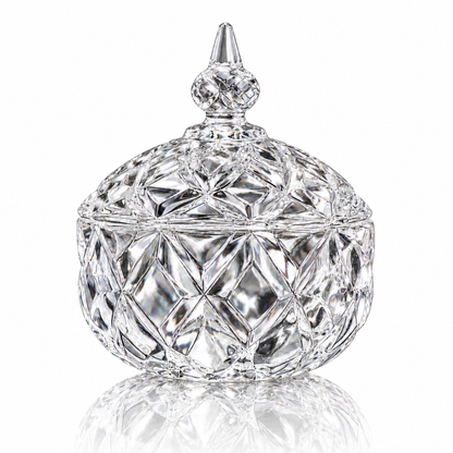 Crystal star-cut candy jar with lid