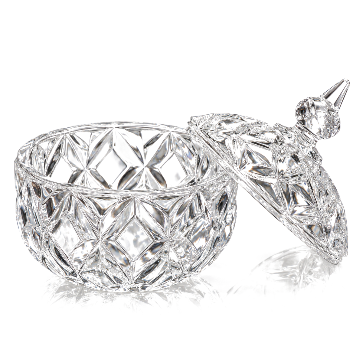 Crystal star-cut candy jar with lid set