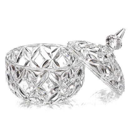 Crystal star-cut candy jar with lid set