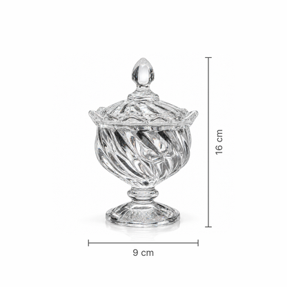 Swirl glass sugar bowl dimensions 9 x 16 cm