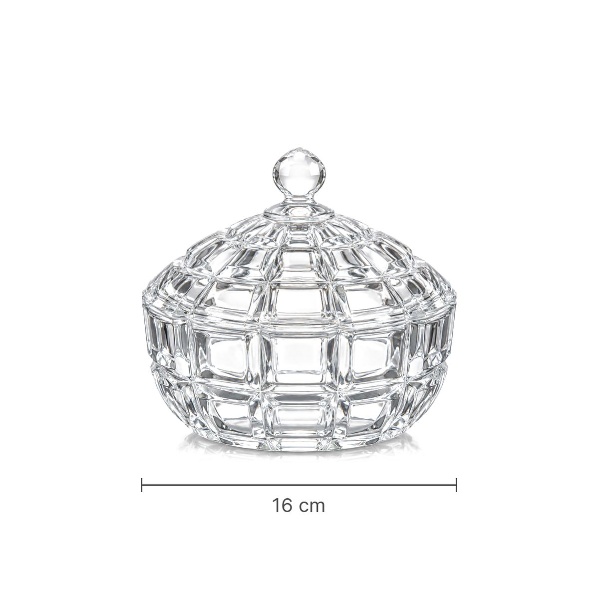 Block cut glass candy bowl width 16 cm