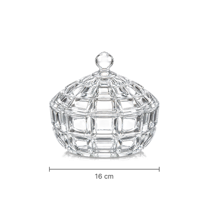 Block cut glass candy bowl width 16 cm