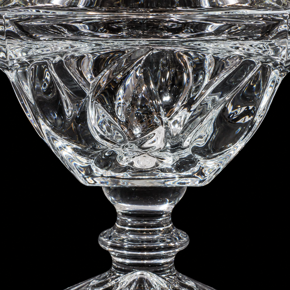 Close-up of swirl cut crystal details
