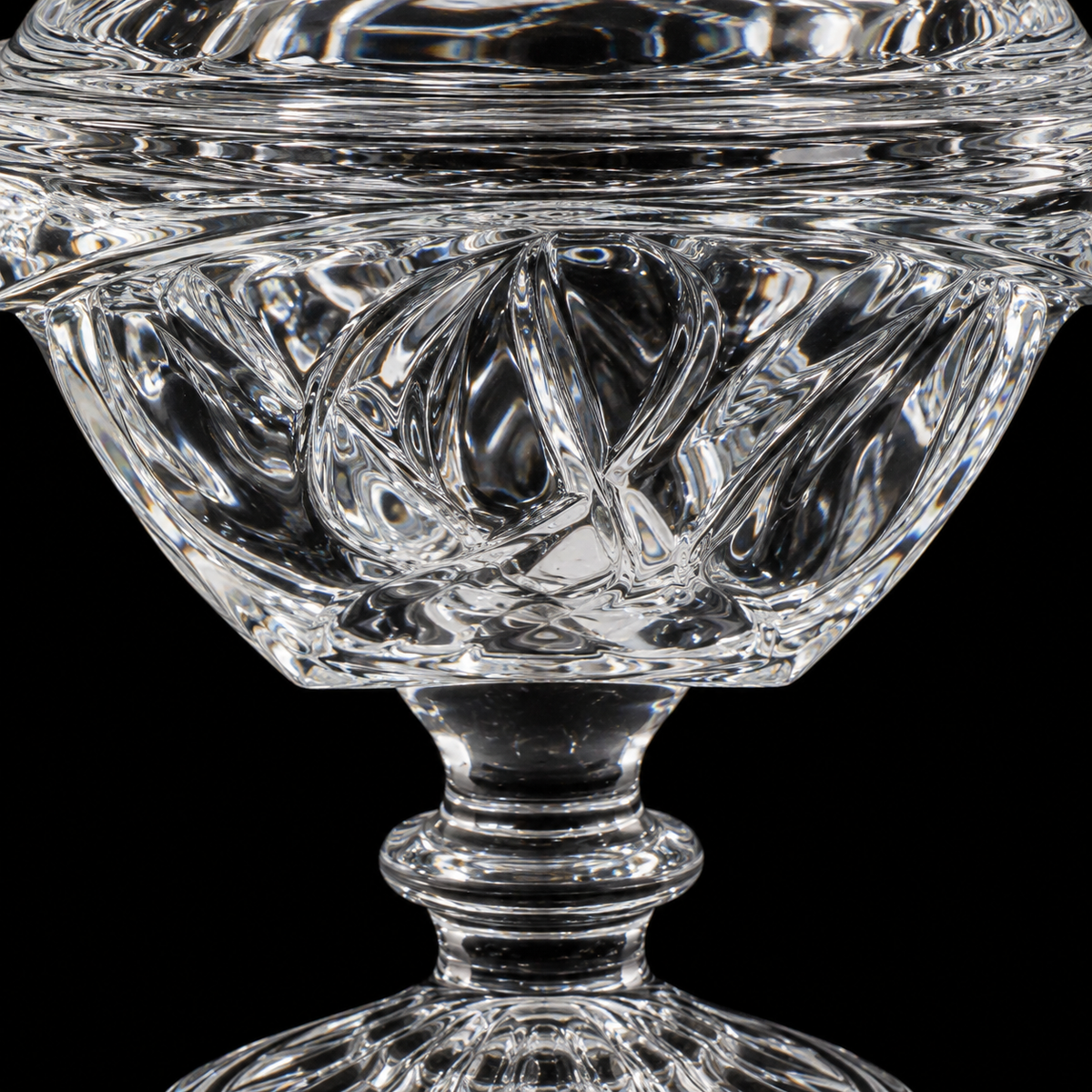 Close-up of swirl cut crystal details