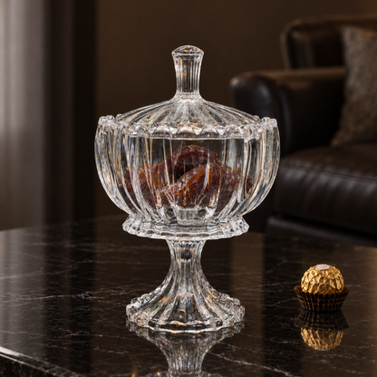 B-182 crystal pedestal candy bowl in a living room setting