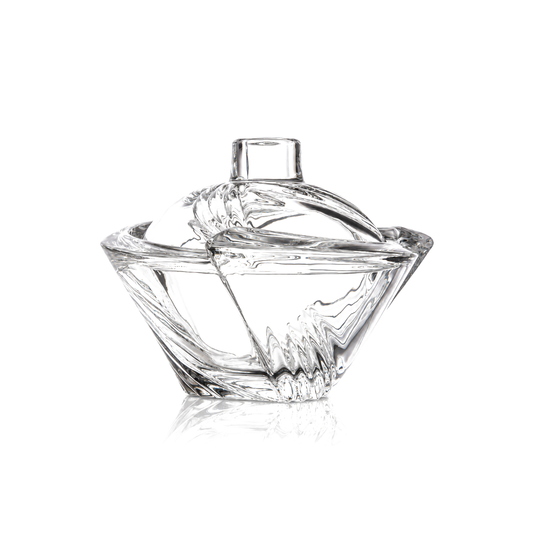 B-203 swirl crystal candy bowl with lid on white