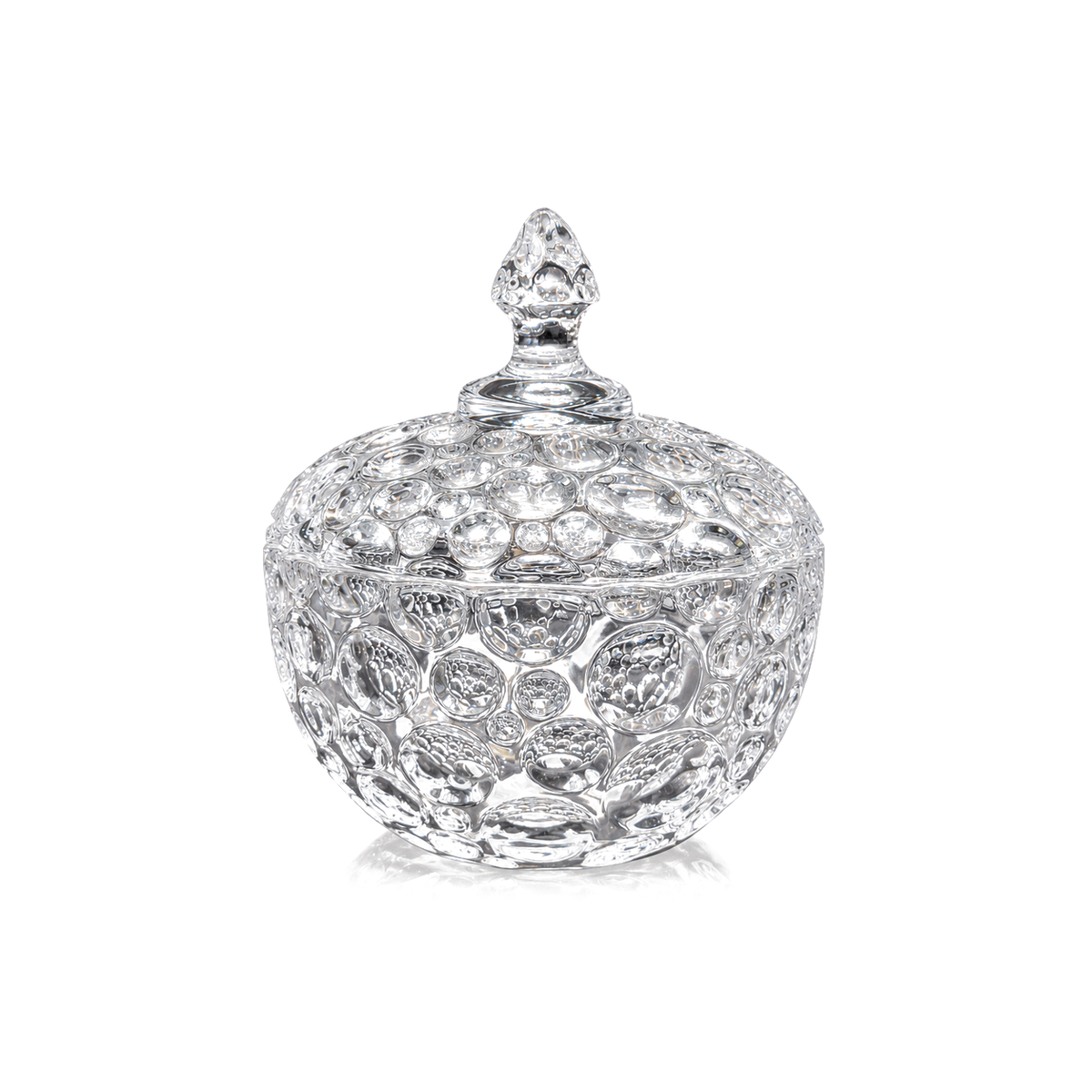 B-203 bubble crystal candy bowl with lid on white
