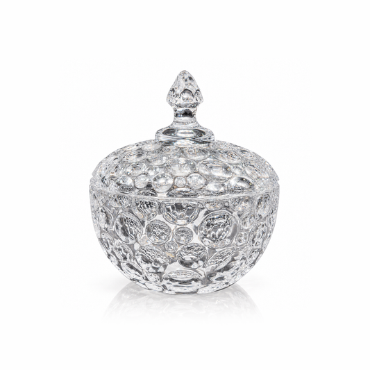 B-203 bubble crystal candy bowl with lid on white