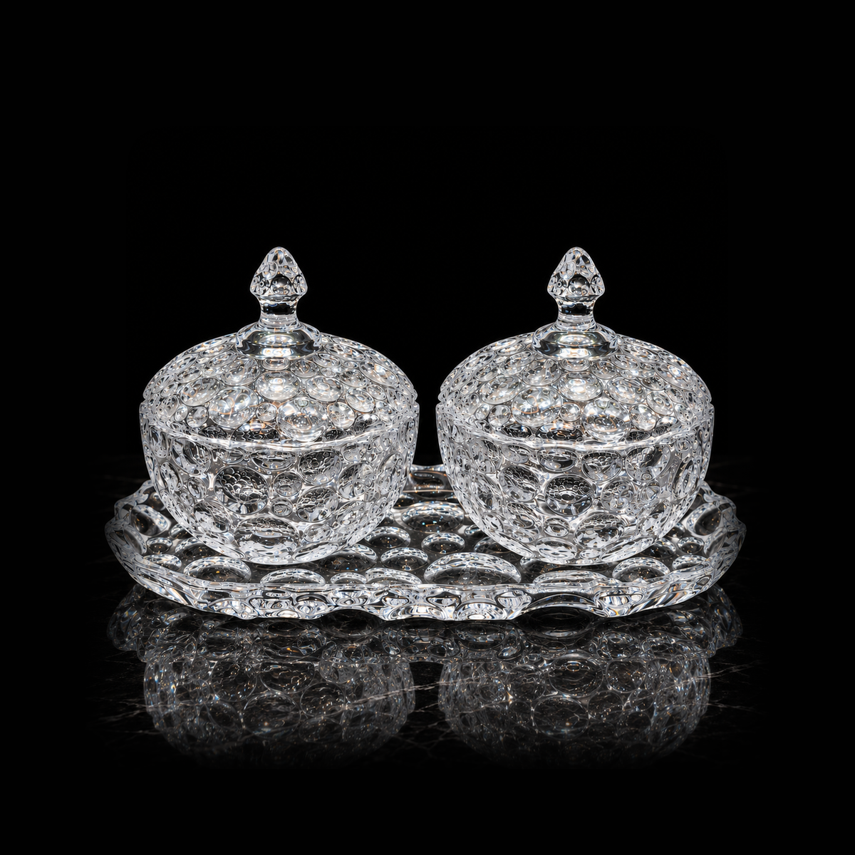 B-203 candy bowl set on black marble