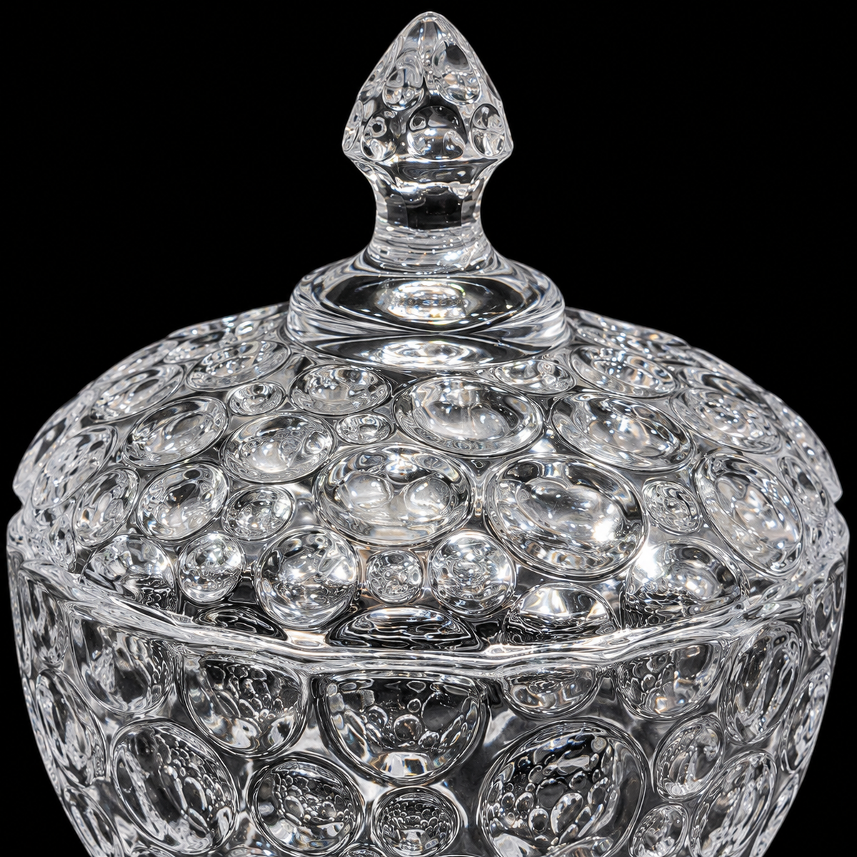 B-203 candy bowl finial and bubble pattern close-up