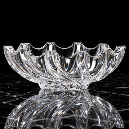 Crystal swirl fruit bowl on black marble