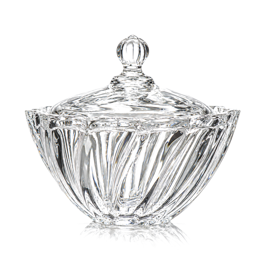 Crystal swirl candy bowl with lid