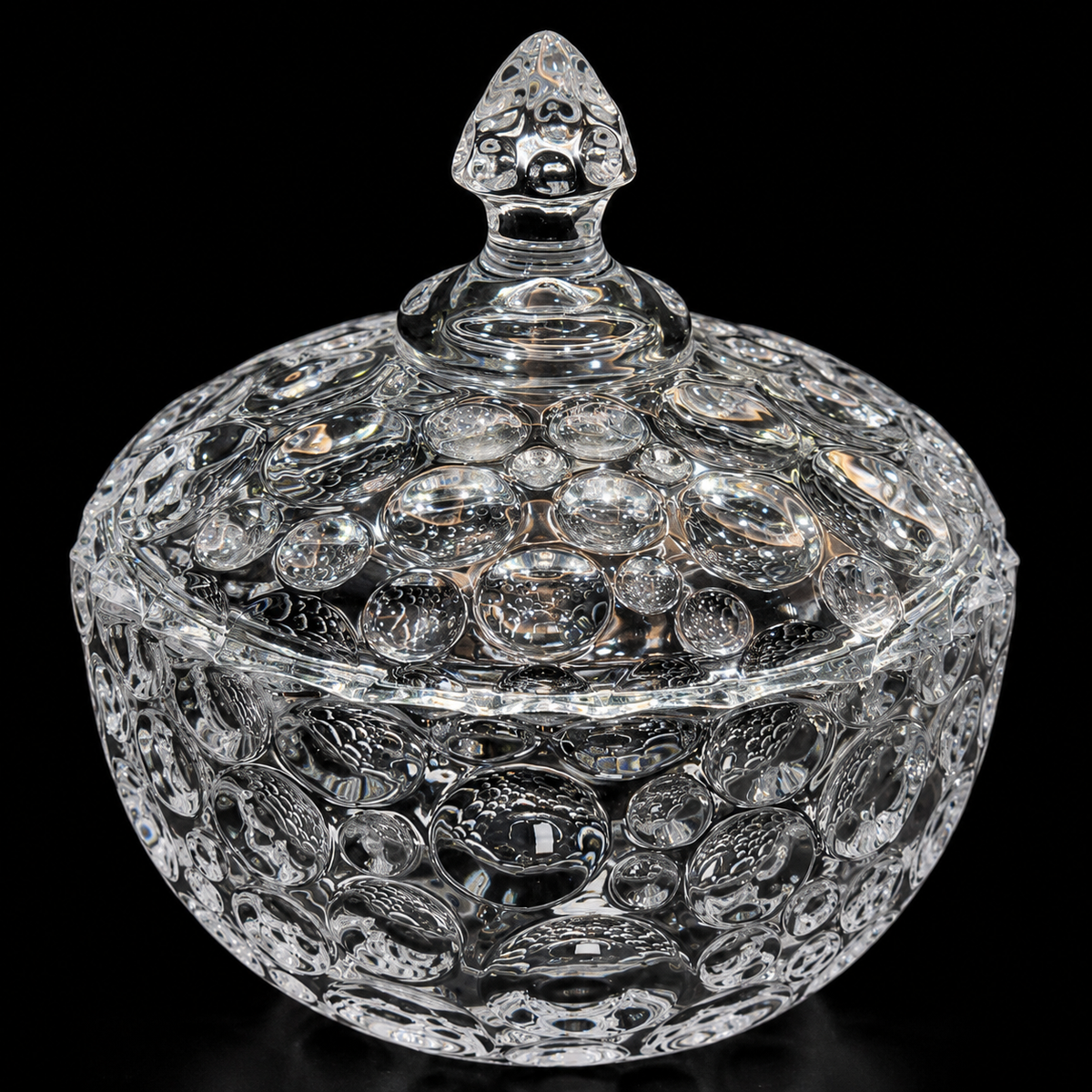 Bubble glass candy bowl close-up