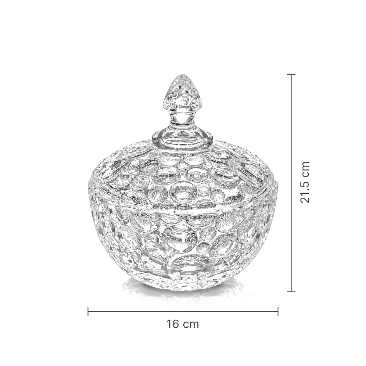 Large bubble glass candy bowl dimensions 16 x 21.5 cm