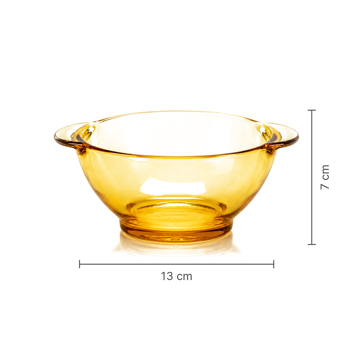 Amber glass bowl dimensions 13 x 7 cm