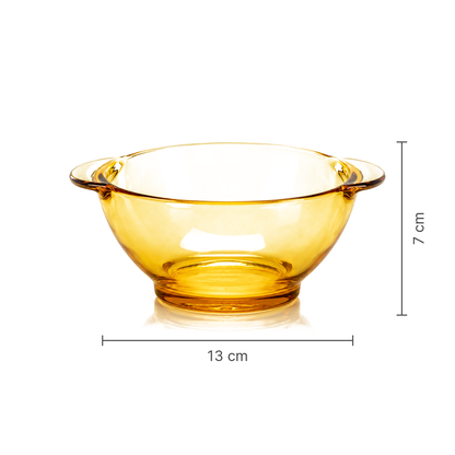 Amber glass bowl dimensions 13 x 7 cm