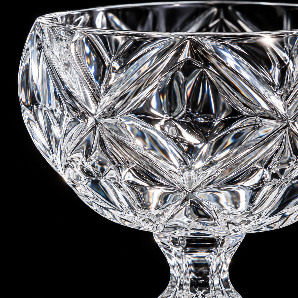 Crystal footed fruit bowl detail